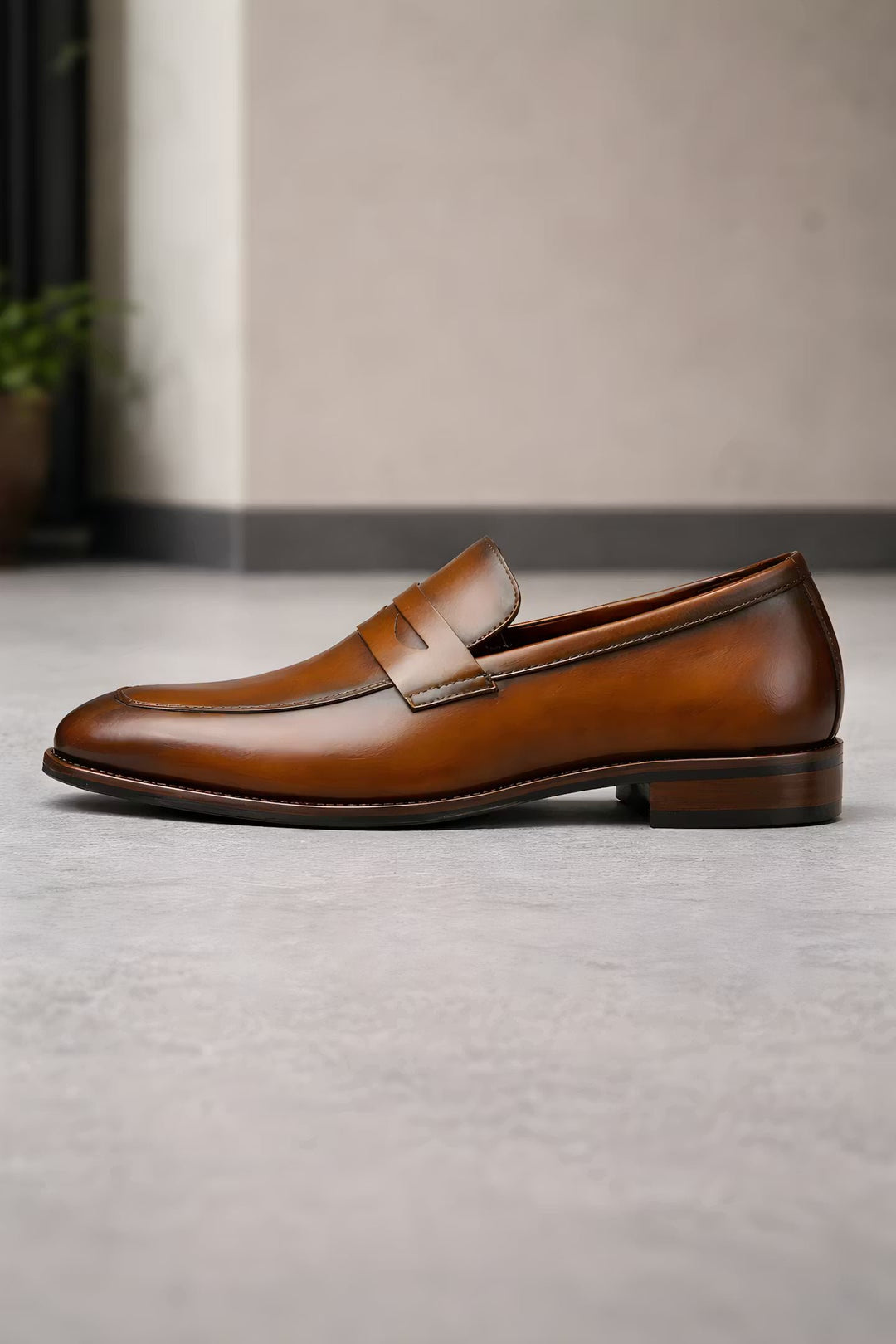 Heren Slip-On Penny Loafers Gepolijst Leren Look