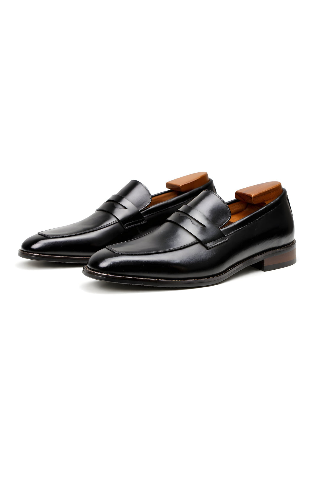Heren Slip-On Penny Loafers Gepolijst Leren Look - Black