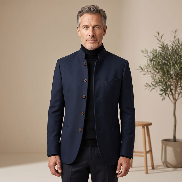 Heren Staande Kraag Knoop Winterjas Relaxed Fit