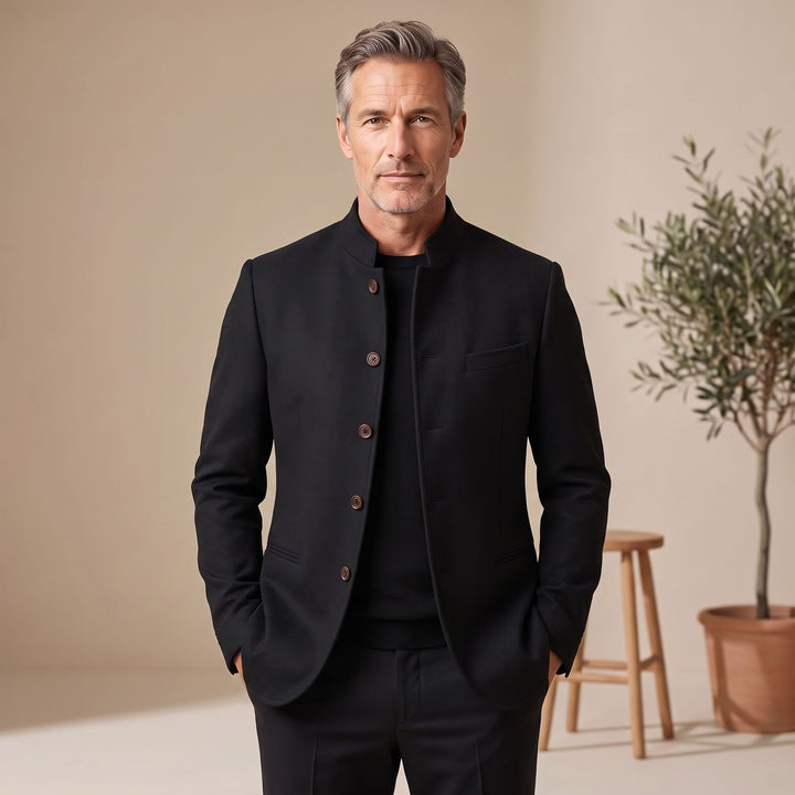 Heren Staande Kraag Knoop Winterjas Relaxed Fit