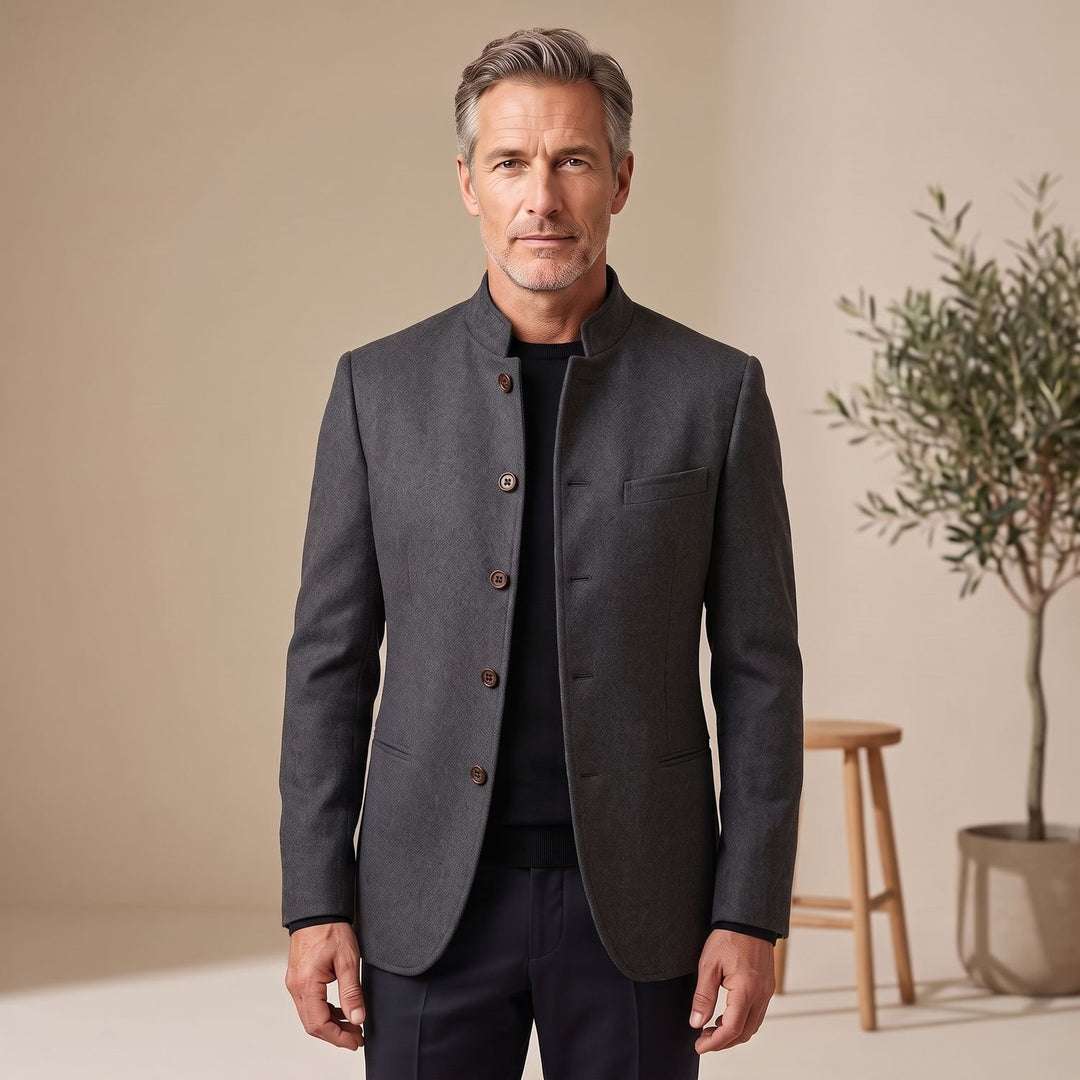 Heren Staande Kraag Knoop Winterjas Relaxed Fit