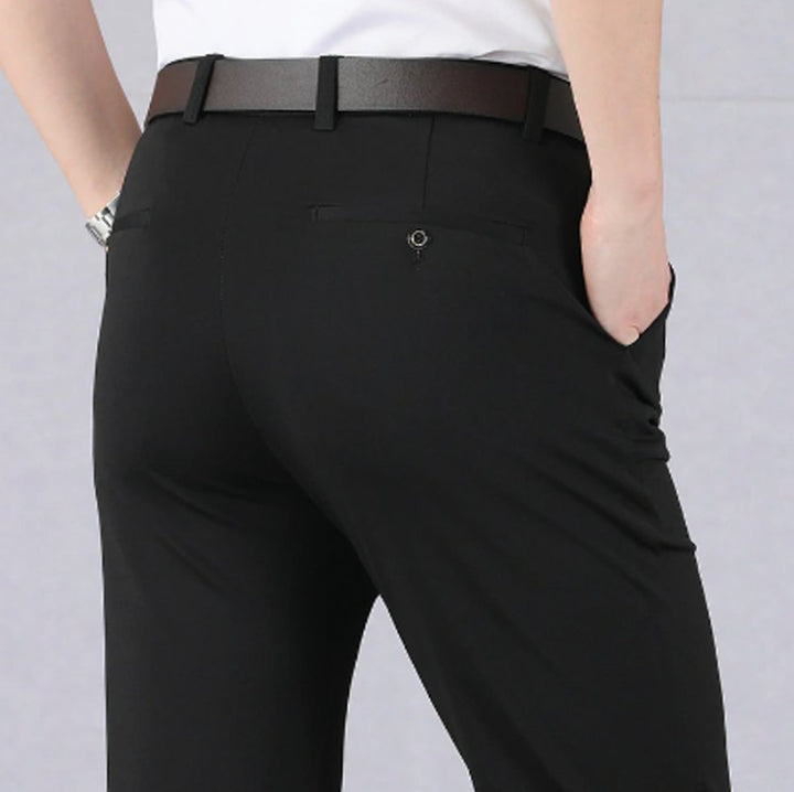 Heren Stretch Pantalon Kreukvrije 4-Way Stretch Broek - Zwart