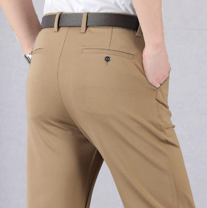 Heren Stretch Pantalon Kreukvrije 4-Way Stretch Broek - Khaki