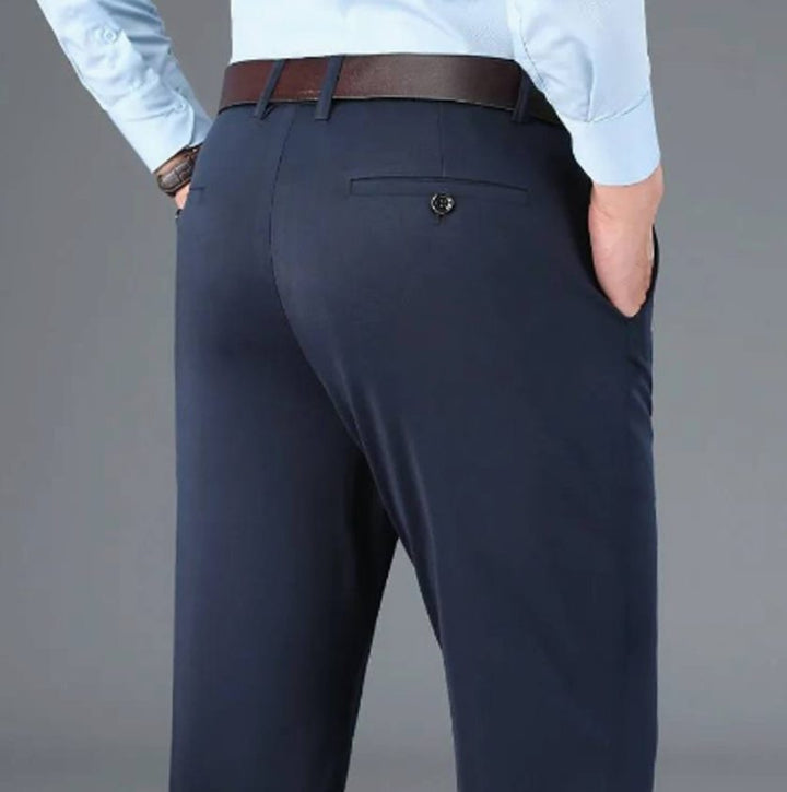 Heren Stretch Pantalon Kreukvrije 4-Way Stretch Broek - Navy Blauw