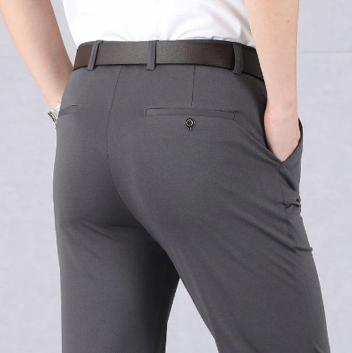 Heren Stretch Pantalon Kreukvrije 4-Way Stretch Broek - Grijs