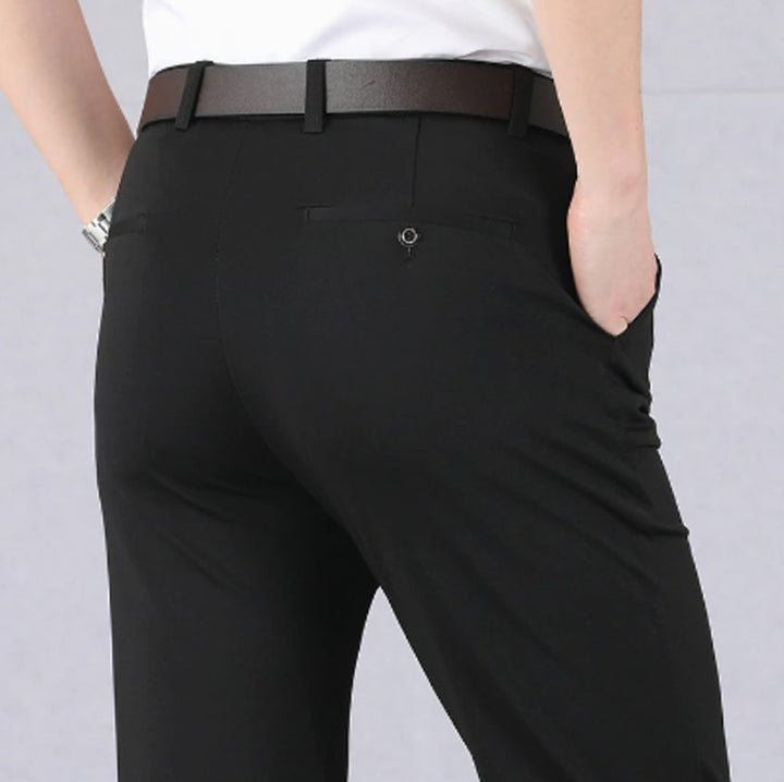 Heren Stretch Pantalon Kreukvrije 4-Way Stretch Broek - Zwart