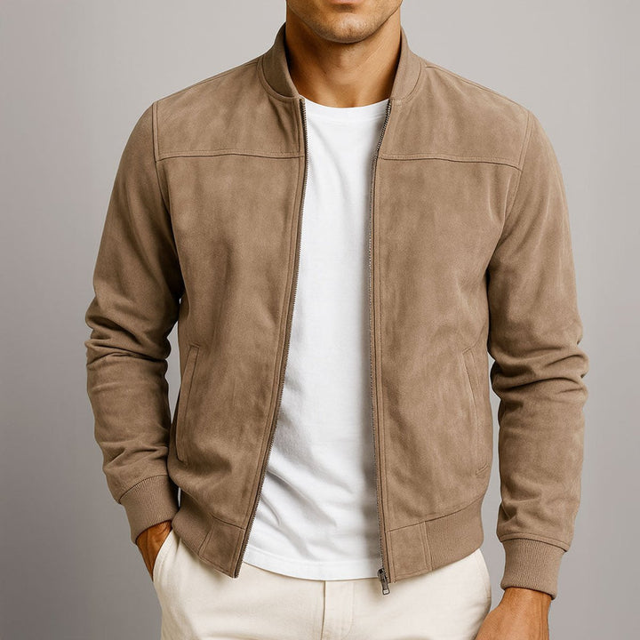 Heren Suède Bomber Jacket Getailleerde Urban Zomerjas - Bruin