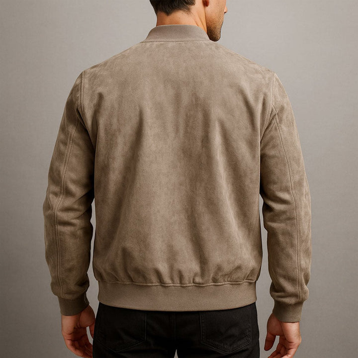 Heren Suède Bomber Jacket Getailleerde Urban Zomerjas