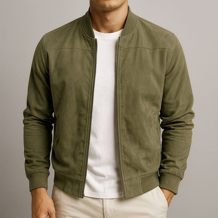 Heren Suède Bomber Jacket Getailleerde Urban Zomerjas - Groen