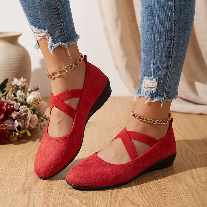 Heren Suède Slip-On Ballerina's met Gekruiste Elastische Enkelbanden - Rood