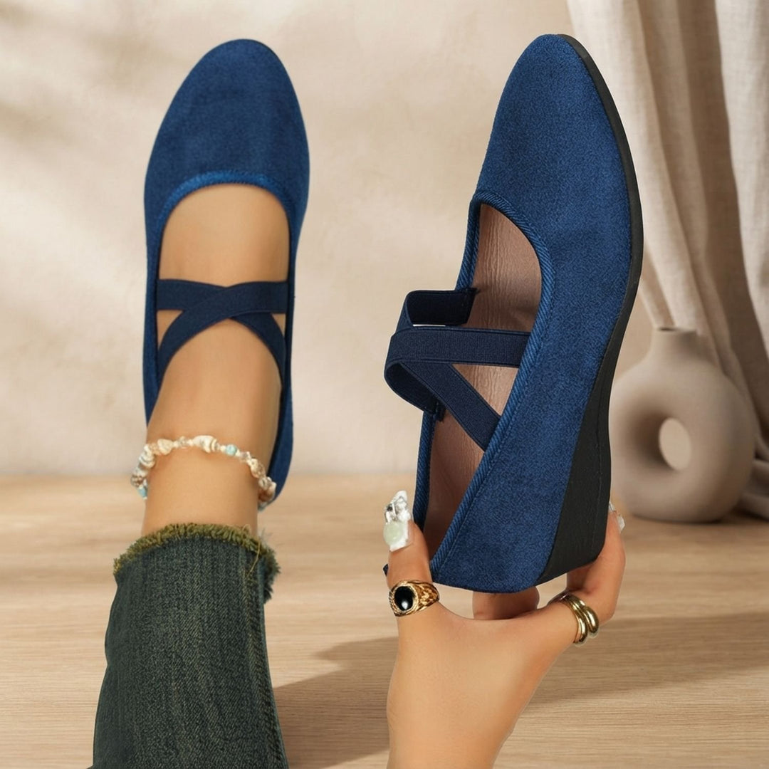 Heren Suède Slip-On Ballerina's met Gekruiste Elastische Enkelbanden - Blauw
