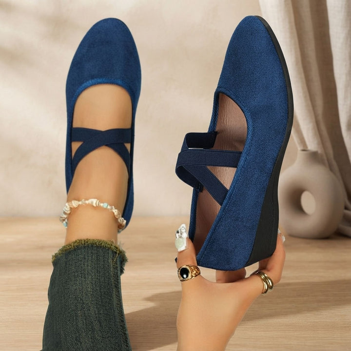 Heren Suède Slip-On Ballerina's met Gekruiste Elastische Enkelbanden - Blauw