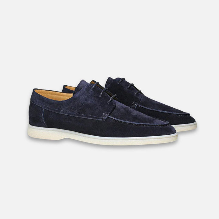 Heren Suède Veter Loafers Bootschoen Platte Zool - Dark Blue