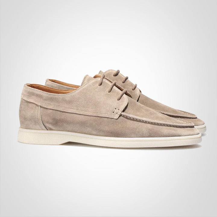 Heren Suède Veter Loafers Bootschoen Platte Zool - Beige