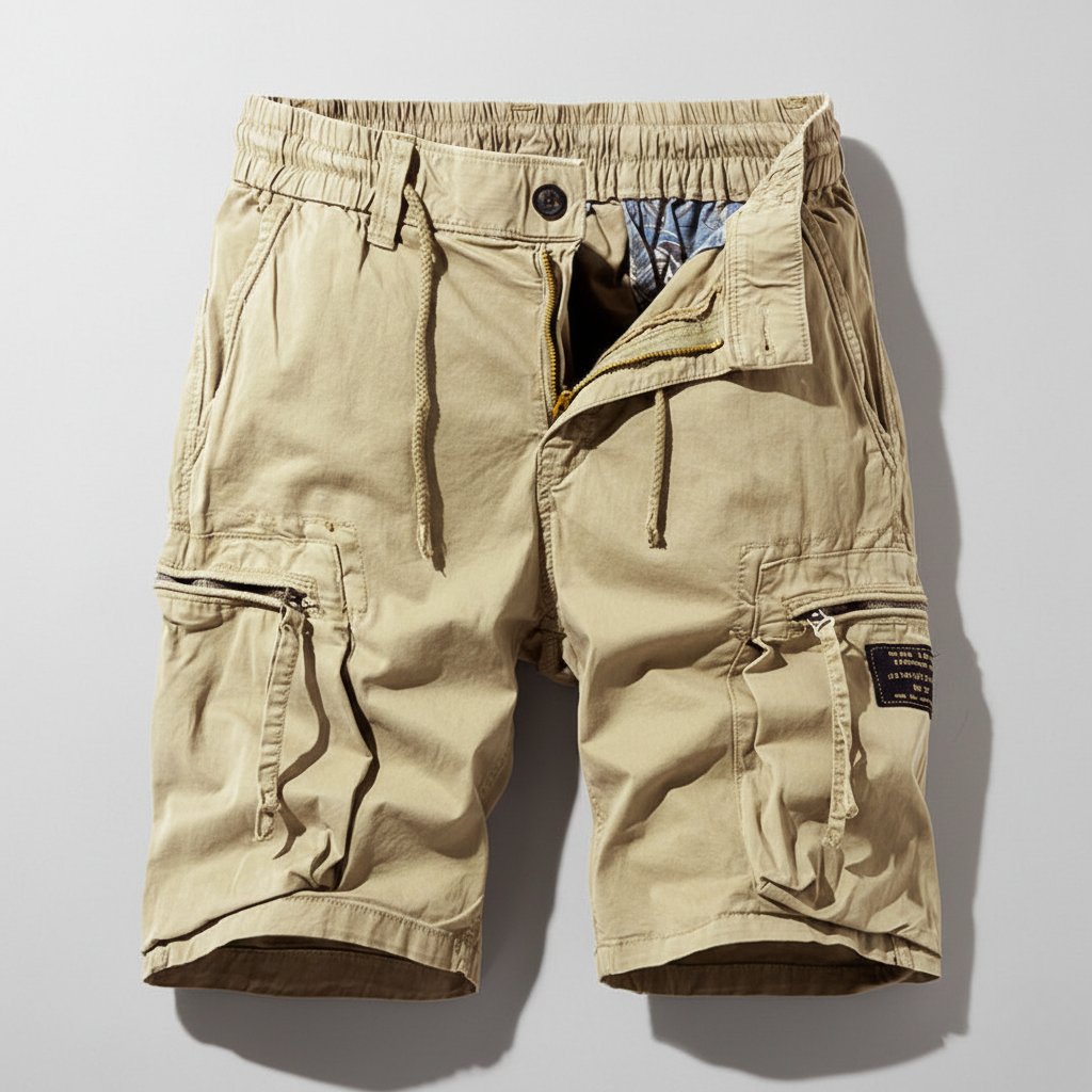 Heren Tactical Cargo Short Elastische Taille Meerdere Zakken - Khaki