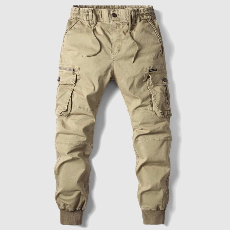 Heren Tactische Cargo Jogger Broek Elastische Taille - Khaki