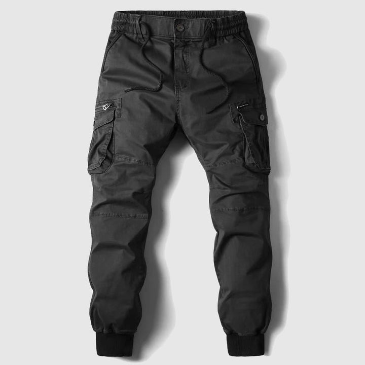 Heren Tactische Cargo Jogger Broek Elastische Taille - Black