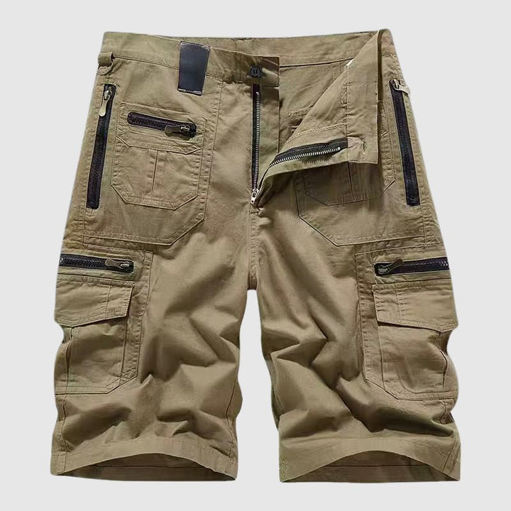 Heren Tactische Cargo Short Multi-Pocket Rits - Khaki