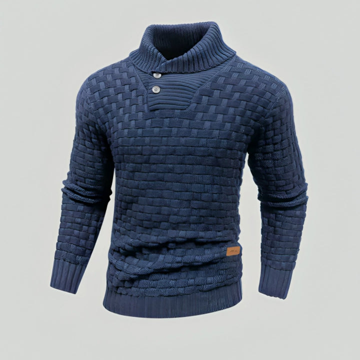 Heren Trui Gestructureerde Gebreide Pullover Staande Kraag