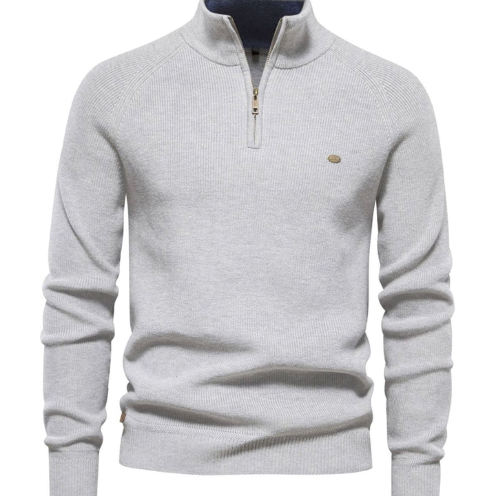 Heren Trui Half Zip Opstaande Kraag Gebreide Quarter-Zip Pullover - Grijs