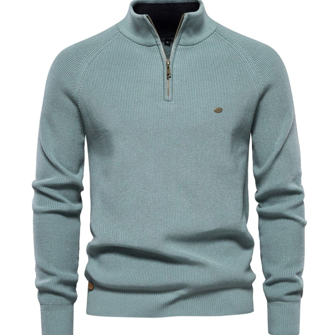 Heren Trui Half Zip Opstaande Kraag Gebreide Quarter-Zip Pullover - Groen