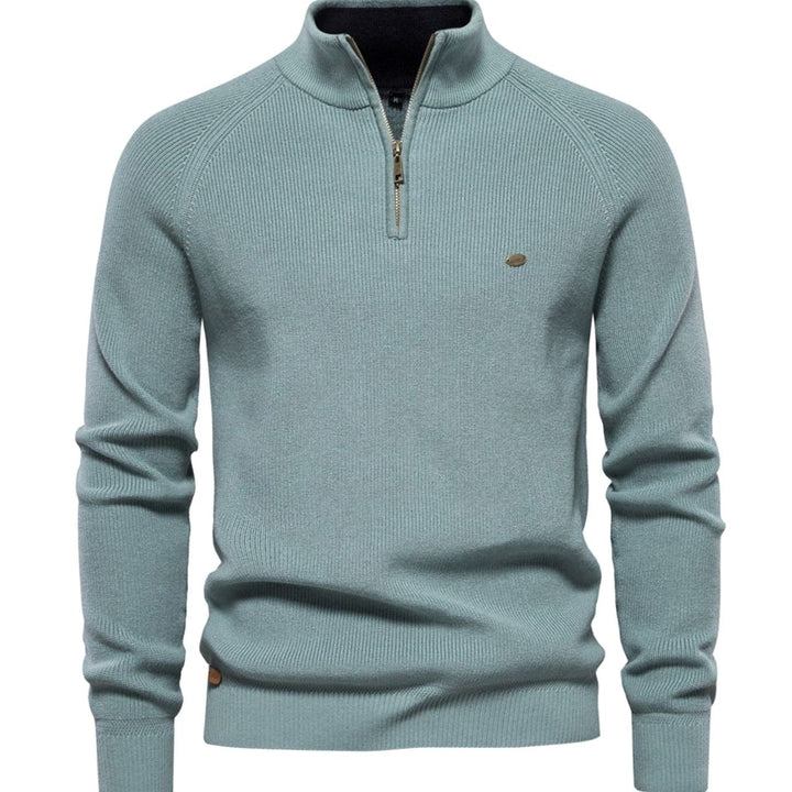Heren Trui Half Zip Opstaande Kraag Gebreide Quarter-Zip Pullover - Groen