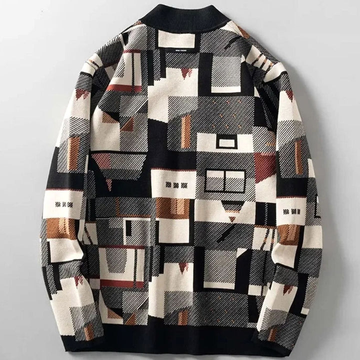 Heren vest geometrisch geblokt open cardigan