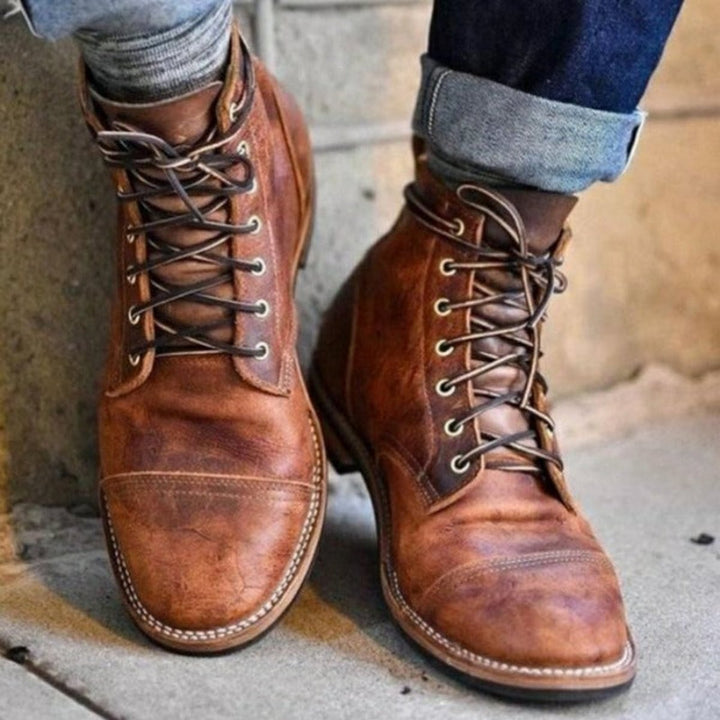 Heren Veterschoenen Klassieke Leren Enkellaarzen - Bruin