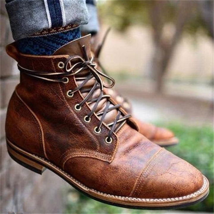 Heren Veterschoenen Klassieke Leren Enkellaarzen