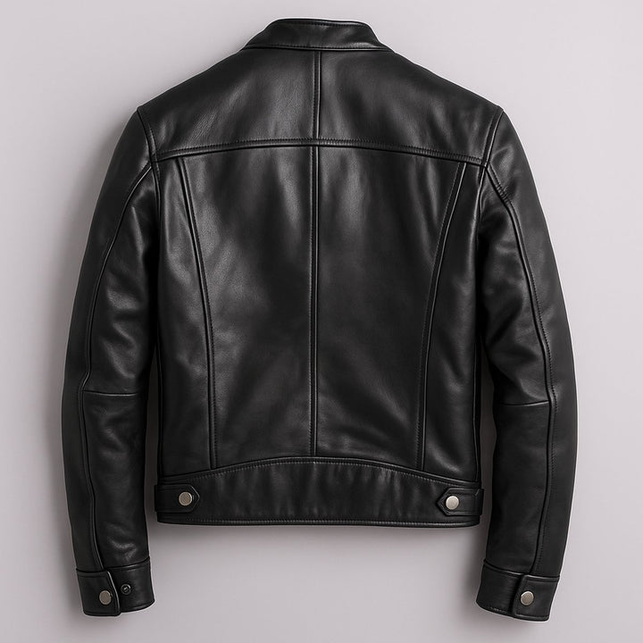 Heren Vintage Leren Biker Jacket Ritssluiting Vier Zakken