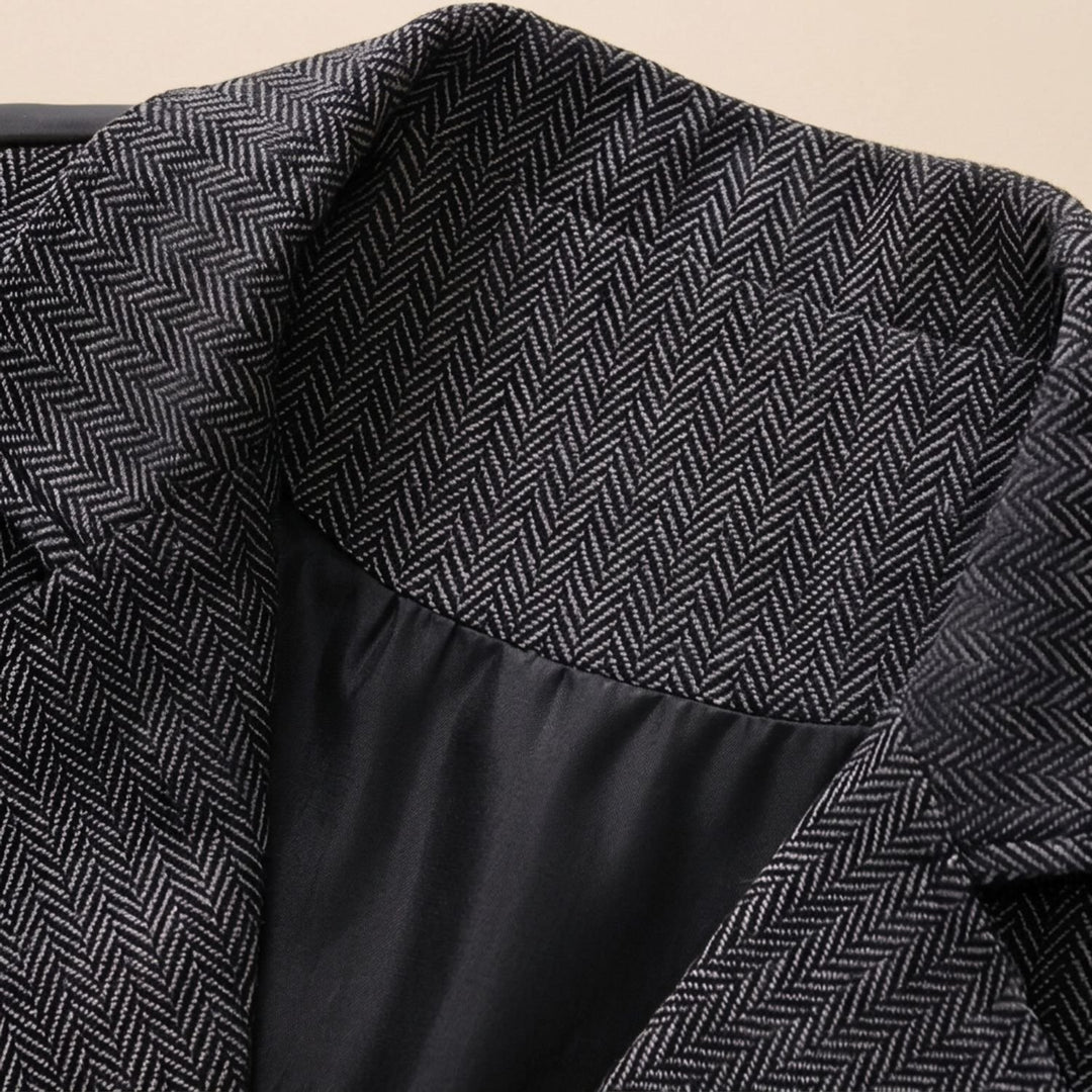 Heren Visgraat Gilet met Revers en Knoopsluiting