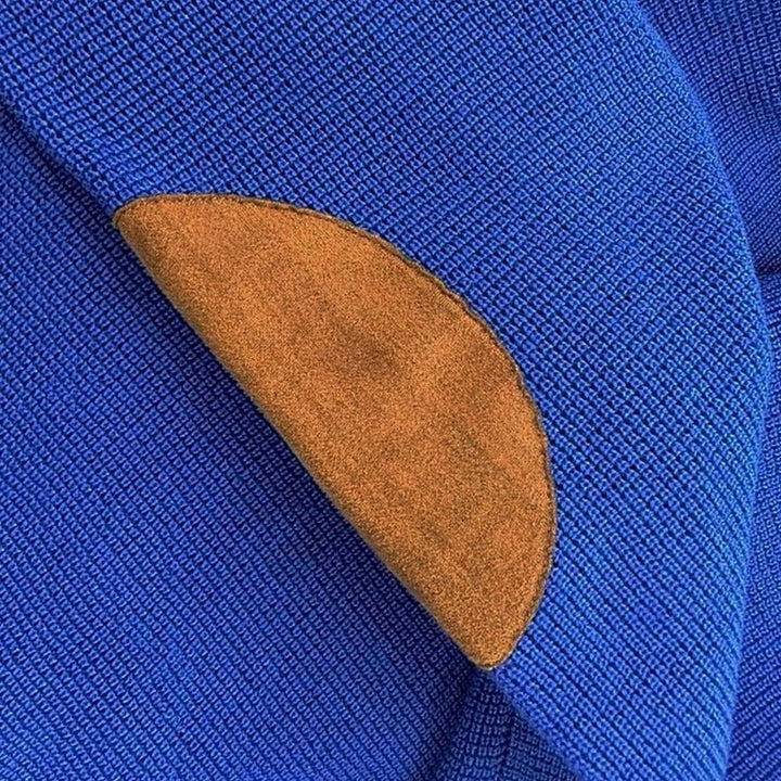 Heren Waffelgebreide Pullover met Knoopsluiting en Elleboogpatches