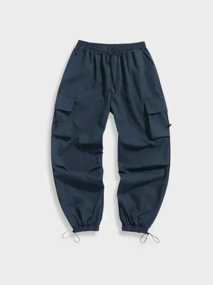 Heren Wijde Pijpen Cargo Broek Verstelbare Trekkoord Taille - Blue
