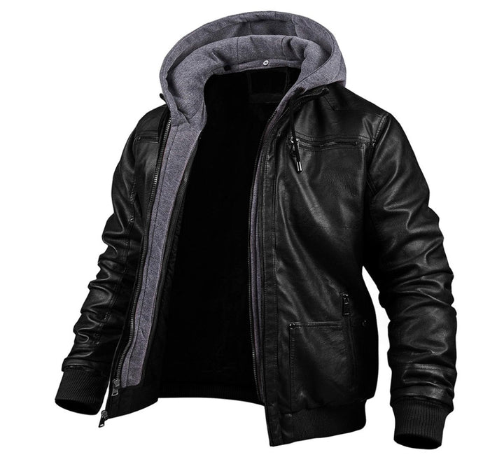 Heren Winterjas Dames Stijl Zwarte Bomberjacke Met Afneembare Capuchon - Zwart