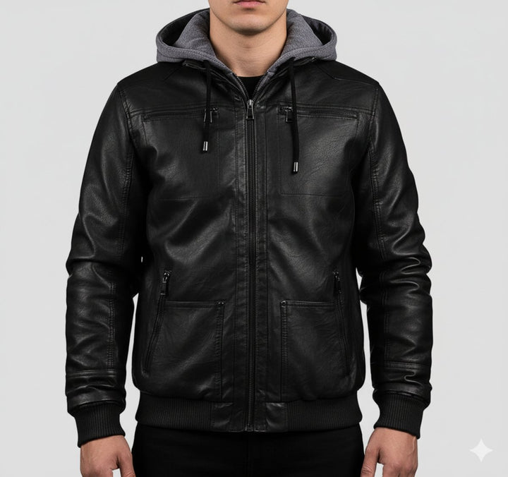 Heren Winterjas Dames Stijl Zwarte Bomberjacke Met Afneembare Capuchon