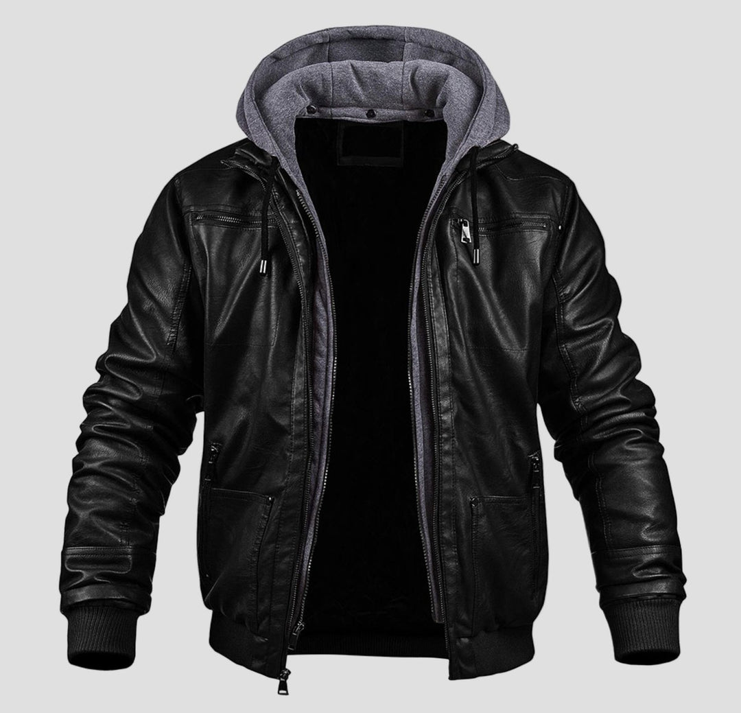Heren Winterjas Dames Stijl Zwarte Bomberjacke Met Afneembare Capuchon
