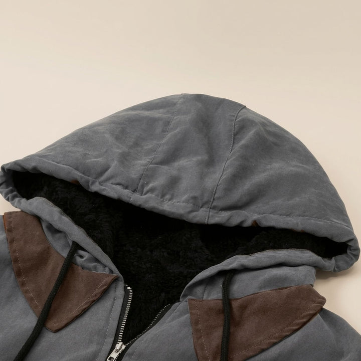 Heren Winterjas Gevoerd Canvas Capuchonjas met Volledige Rits