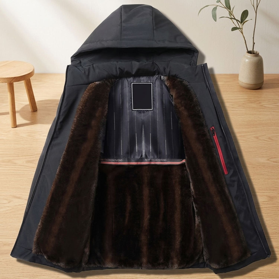 Heren Winterjas met Fleece Voering Capuchon Longline Coat
