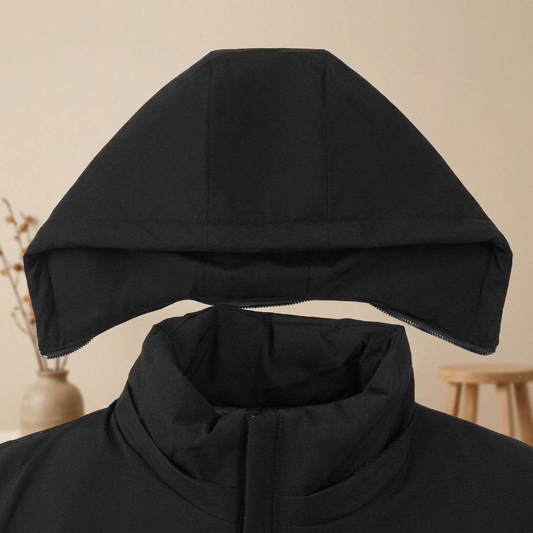 Heren Winterjas met Fleece Voering Capuchon Longline Coat