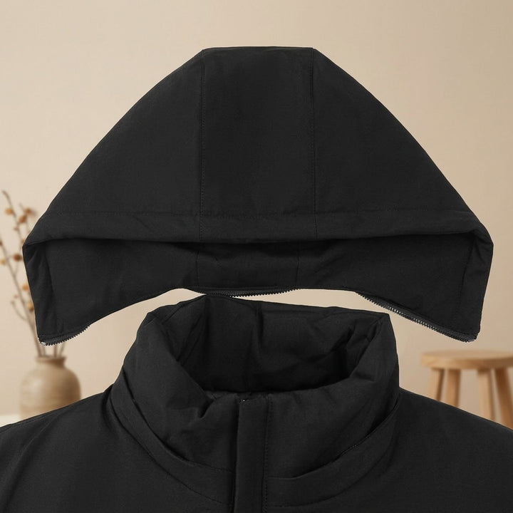 Heren Winterjas met Fleece Voering Capuchon Longline Coat