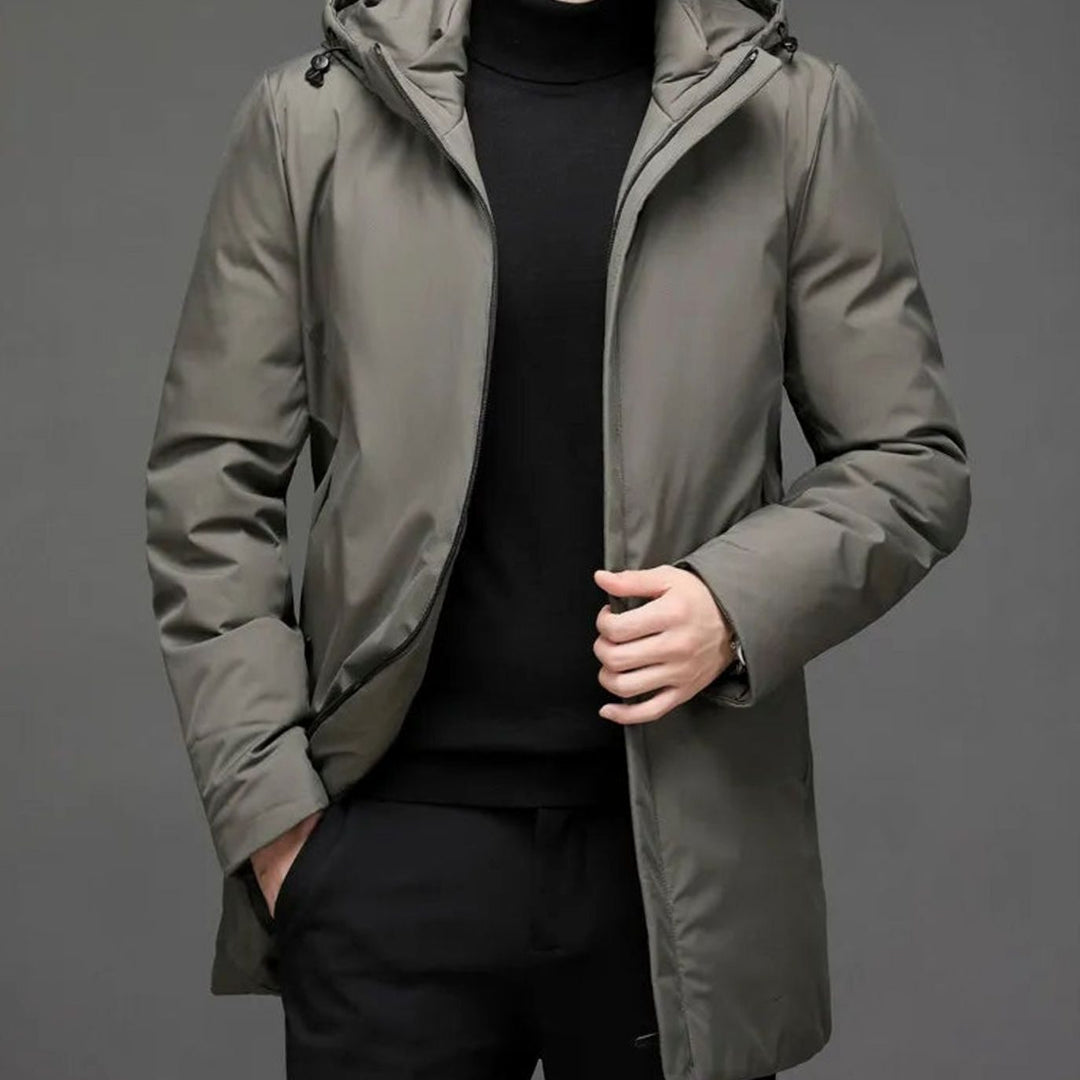 Heren Winterjas Waterdichte Capuchon Regular-Fit Lange Jas - Groen