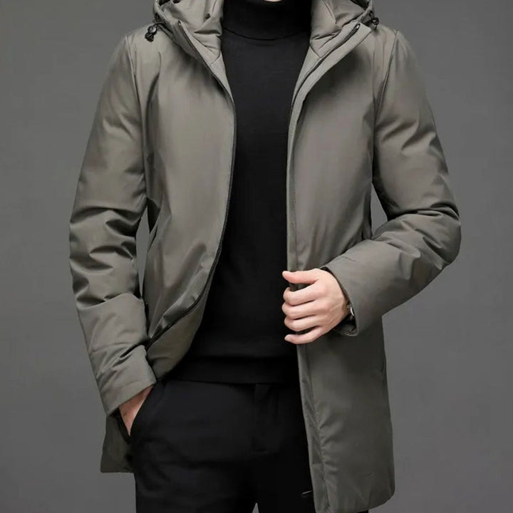 Heren Winterjas Waterdichte Capuchon Regular-Fit Lange Jas - Groen