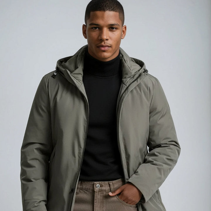 Heren Winterjas Waterdichte Capuchon Regular-Fit Lange Jas