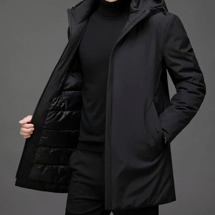 Heren Winterjas Waterdichte Capuchon Regular-Fit Lange Jas