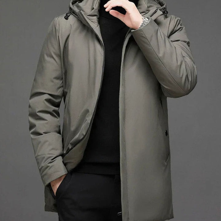 Heren Winterjas Waterdichte Capuchon Regular-Fit Lange Jas