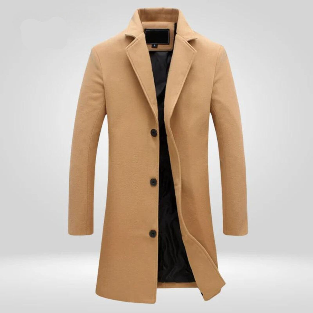 Heren Wollen Overjas Klassieke Enkellange Wintermantel - Beige