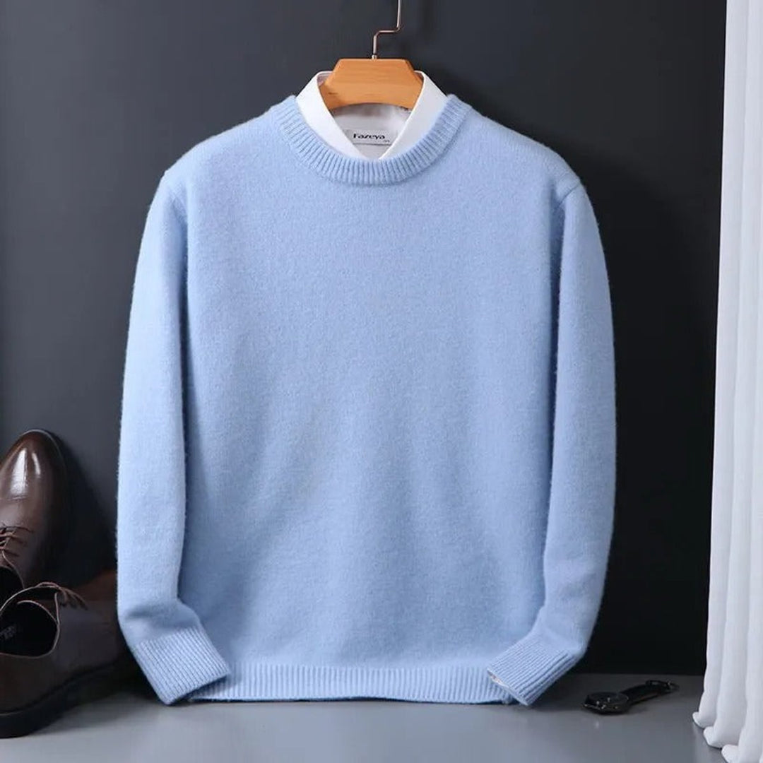 Heren Zachte Mohair Gebreide Trui Ronde Hals Pullover