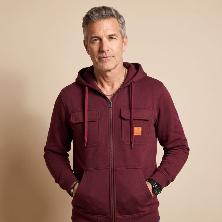 Heren Zip-Up Hoodie Jacket met Borstzakken - Rood