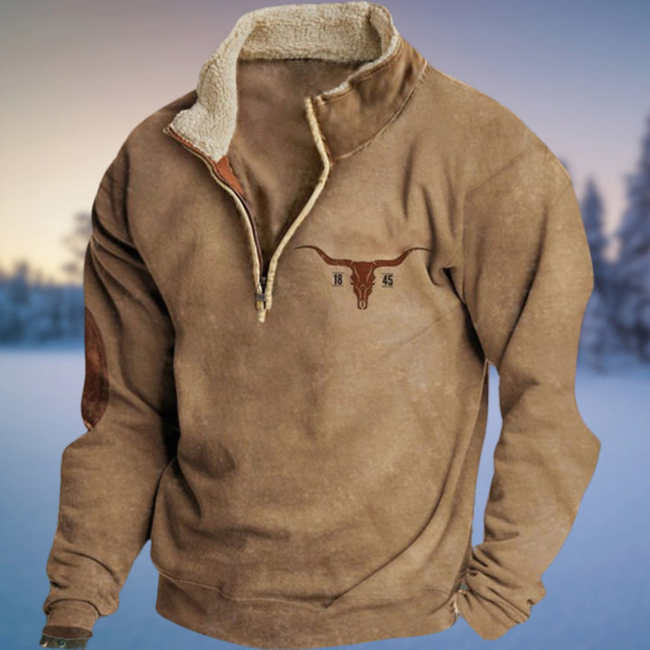 Herren Fleece-Pullover mit Halb-Reißverschluss Azteken-Muster Sherpa-Kragen - Stil 3