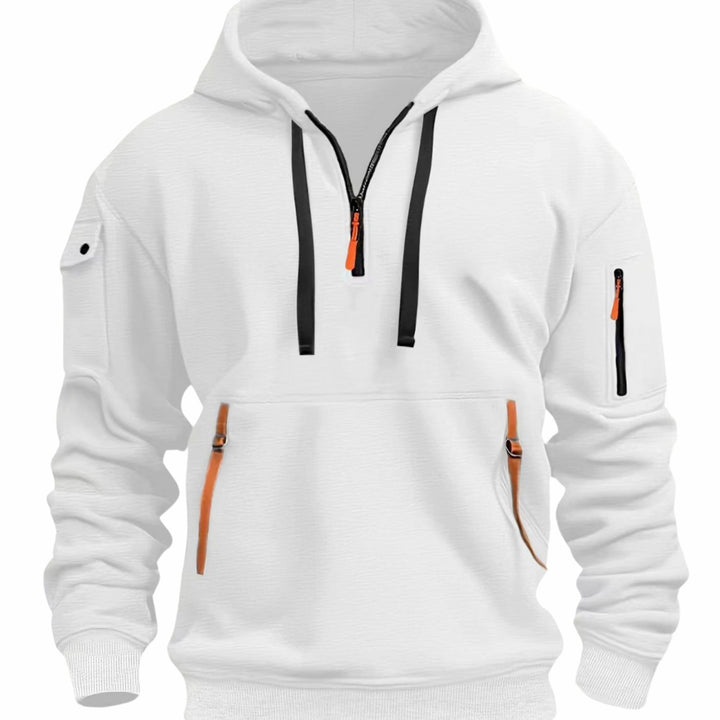 Herren Freizeit-Hoodie mit Reißverschluss-Taschen Viertelreißverschluss - Weiß